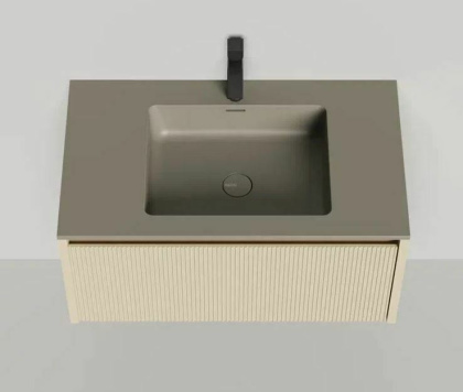 Подвесная тумба Domino 800, эмаль, фрезерованный фасад, под встраиваемую раковину