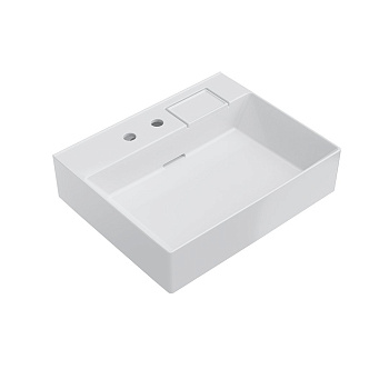 Раковина LOGICA мебельная\подвесная с двумя отверстиями 60, белая глянцевая