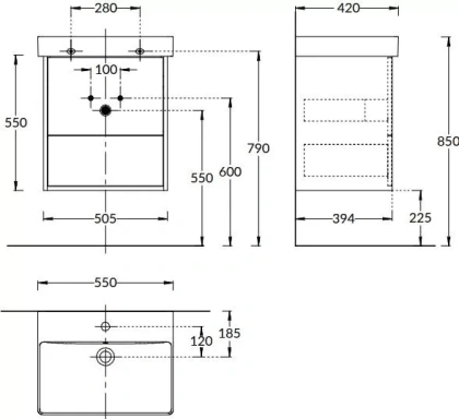 Тумба PRO подвесная 2 ящика 55, швейцарский вяз Тумба PRO подвесная 2 ящика 55, швейцарский вяз