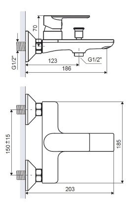 Смеситель для ванны EXCELLENT Glad ARAC.1105CR (хром)