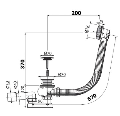 Слив для ванны, стандарт