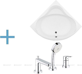 Акриловая ванна Aquanet Palau 140x140 (каркас + смеситель Grohe BauEdge 2511700A) Акриловая ванна Aquanet Palau 140x140 (каркас + смеситель Grohe BauEdge 2511700A)
