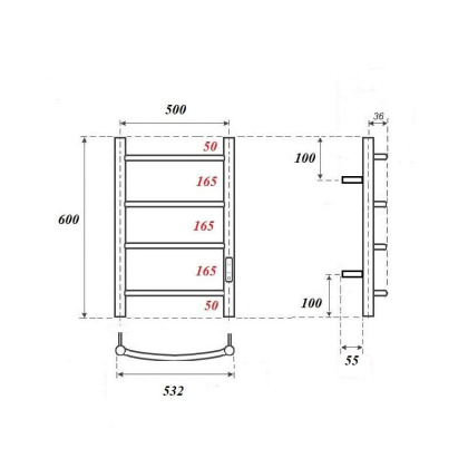 Полотенцесушитель электрический Point Афина PN04856W П4 500x600 диммер справа, белый Полотенцесушитель электрический Point Афина PN04856W П4 500x600 диммер справа, белый