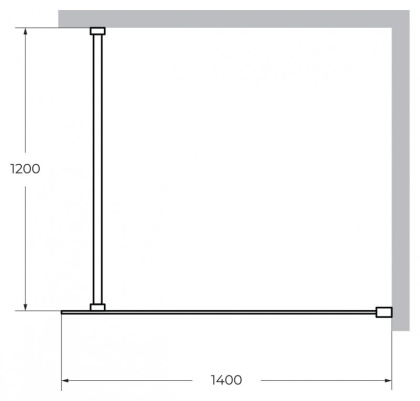 LIBERTA-L-1-80-120-C-NERO Душевая перегородка с односторонним входом, стекло прозрачное, профиль чёрный, 800x1200x1950 мм
