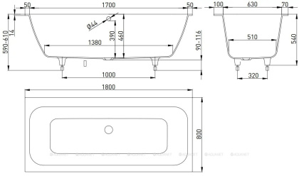 Ванна из литьевого мрамора Salini Orlanda Axis 180х80 103212G