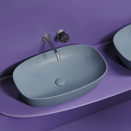 Умывальник чаша накладная овальная (цвет Серо-Голубой Матовый) Element 600*380*138мм