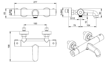 Термостатический смеситель для ванны AQUATEK AQ1043CR 