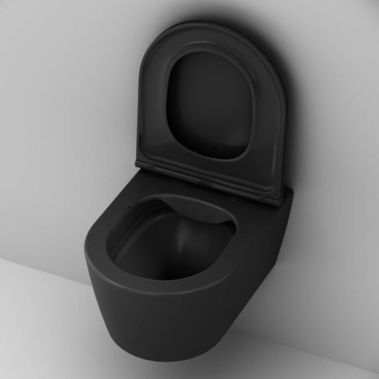 C8F1700MBSC Func подвесной унитаз 49 см FlashClean с сиденьем микролифт, черн мат