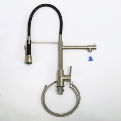 Смеситель для кухни с поворотным и гибким изливом, нержавеющая сталь, исполнение сатин BB-LAM50-IN Смеситель для кухни с поворотным и гибким изливом, нержавеющая сталь, исполнение сатин BB-LAM50-IN