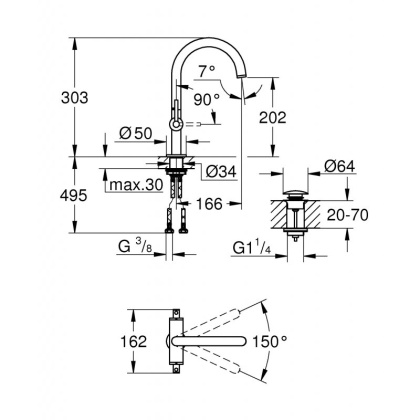 Смеситель GROHE Atrio New двухвентильный для раковины на 1 отверстие, темный графит матовый (21022AL3) Смеситель GROHE Atrio New двухвентильный для раковины на 1 отверстие, темный графит матовый (21022AL3)