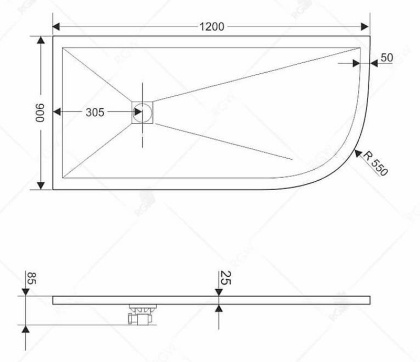 Душевой поддон асимметричный RGW ST/AL-W Белый (Комплект) 900x1200