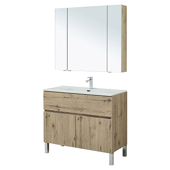 Мебель для ванной Aquanet Алвита New 100 1 ящик, 2 дверцы, дуб веллингтон белый