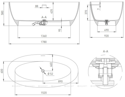 Ванна из искусственного камня ALDA Nuova 178,101911SM Ванна из искусственного камня ALDA Nuova 178,101911SM