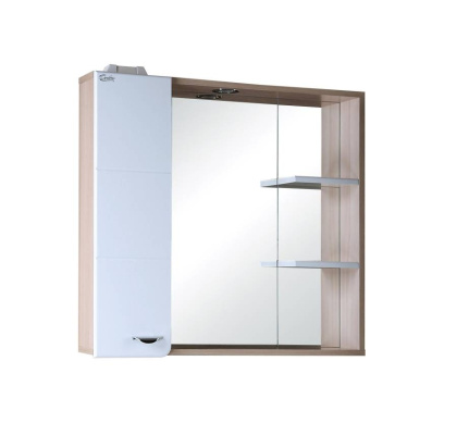 Шкаф-зеркало Onika Стиль 75 белый/ясень шимо, левый, с подсветкой