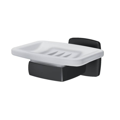 Стеклянная мыльница Gem с настенным держателем, 5х12х10,4 см, белая, A9034222