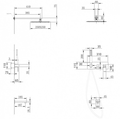 Душевая система ABBER Daheim AF8217NG скрытого монтажа с изливом, никель