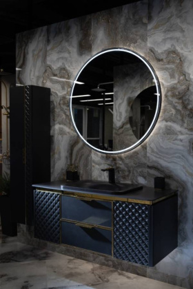 Зеркало Vallessi круглое черная рама, 100см 545-100-B Boheme