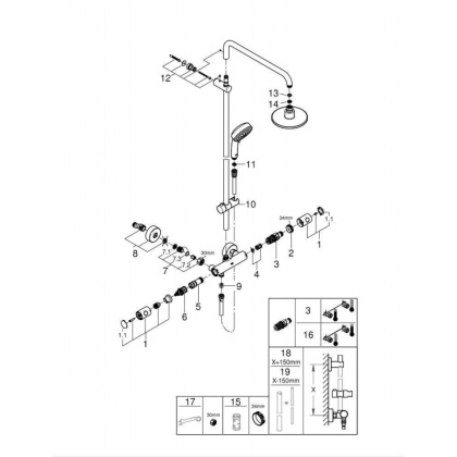 Душевая система Grohe Tempesta Cosmopolitan 27922000 хром