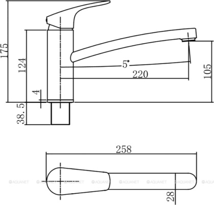 Смеситель для кухни Aquanet Static AF330-40C Смеситель для кухни Aquanet Static AF330-40C