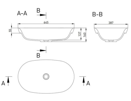 Раковина Salini Marea 01 64.5х38.7 1802201M Раковина Salini Marea 01 64.5х38.7 1802201M