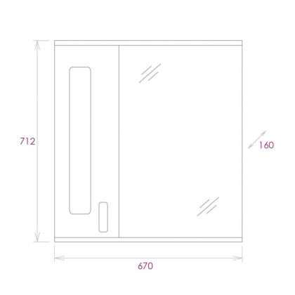 Шкаф-зеркало Onika Кристалл 67 белый, левый, с подсветкой
