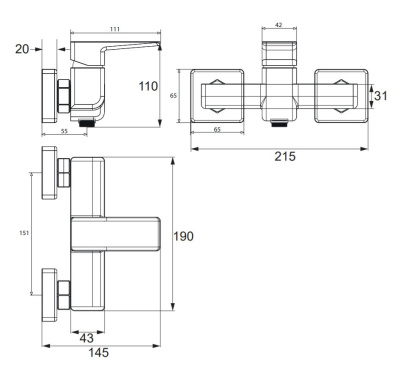 Смеситель для душа OMNIRES PARMA PM7440IN (инокс)