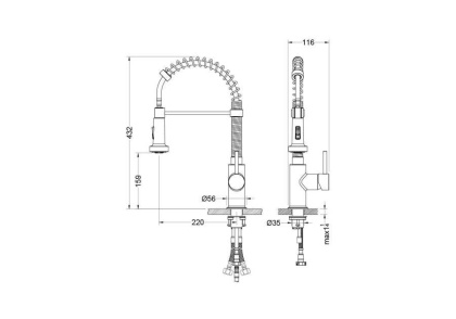 Смеситель для кухни 2 jet (профессиональный) AQUATEK, матовый черный AQ1387MB ЕВРОПА