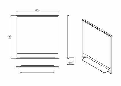Зеркало Vallessi прямоугольное 80*80 с полочкой антрацит 551_2 Boheme