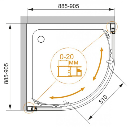 MOMENTO-R-2-90-C-Cr Душевой уголок