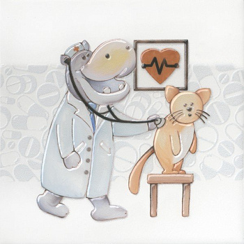 Декор VT\A501\5009 Айболит 1 белый,бежевый 20см*20см*6,9мм (1уп/10шт/)фауна, шт