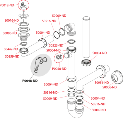 Сифон для мойки экономящий пространство со штуцером и с накидной гайкой 6/4"