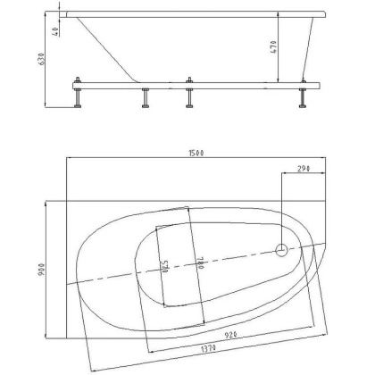 Акриловая ванна Акватек Дива 150х90 DIV150-0000002