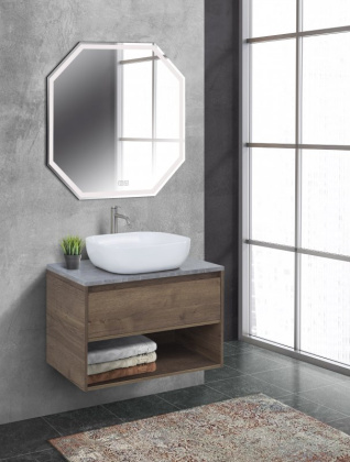 Тумба c раковиной подвесная с одним ящиком и одной открытой полкой BelBagno KRAFT 80 Bianco Opaco, раковина белая Тумба c раковиной подвесная с одним ящиком и одной открытой полкой BelBagno KRAFT 80 Bianco Opaco, раковина белая
