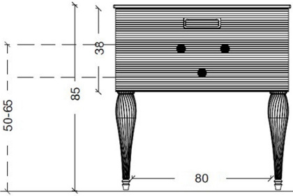 Тумба Linea 80 черная + Золото_Комплект 842-080-BG Boheme