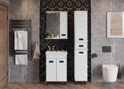 Тумба Onika Балтика-Квадро Black 55 напольная, белая (ум.Тигода 55)