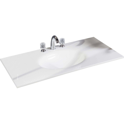 Столешница Solid Glass белая моноблок 111*52см