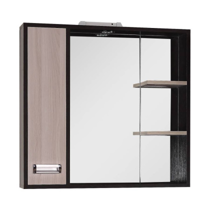 Шкаф-зеркало Onika Гамма 75 ясень шимо/венге, левый, с подсветкой