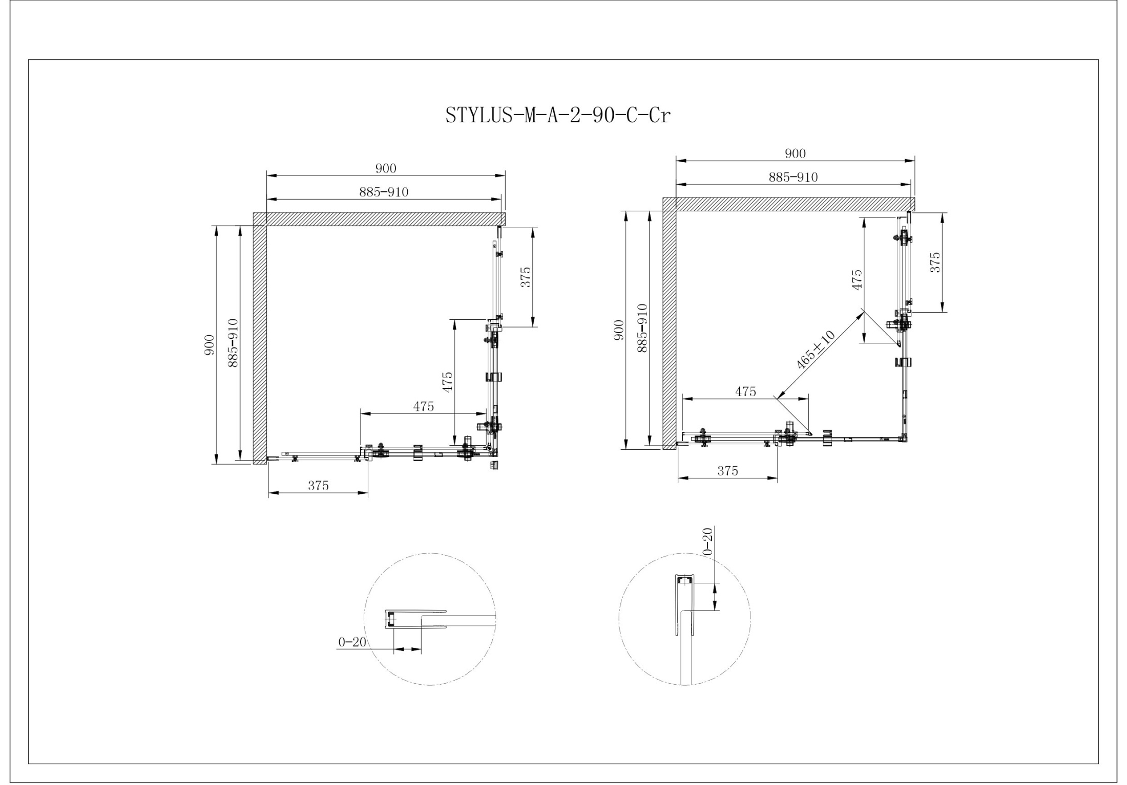STYLUS-O-M-A-2-90-C-Cr Душевой уголок