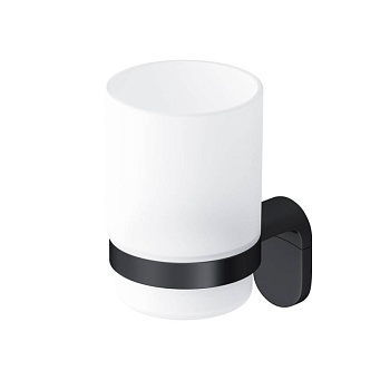 Стеклянный стакан A8434322 X-Joy с настенным держателем, 11,4х6,8х9,7 см, белый