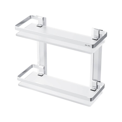Полка двухуровневая стеклянная Sense L, 27,5х32х13 см, алюминий, A7455200
