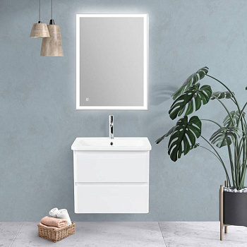 Тумба с раковиной подвесная  BelBagno ALBANO-CER 60 Bianco Lucido, раковина белая Тумба с раковиной подвесная  BelBagno ALBANO-CER 60 Bianco Lucido, раковина белая