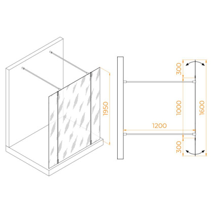 Душевая перегородка RGW WA-052W (WA-016W+2Z-071W), 351005203-15