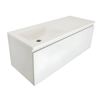 Тумба подвесная под умывальник Dallas Luxe 1300х482 левосторонняя 1 ящик (ШхГхВ) 1292х476х430