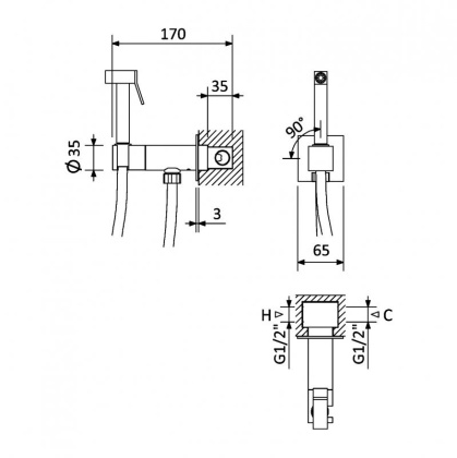 PORTA-DIF-BIO Гигиенический душ со смесителем, исполнение Белый матовый