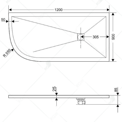 Душевой поддон асимметричный RGW ST/AR-W Белый 120*90