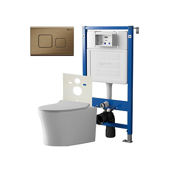 Сет: Система инсталляции Point Элемент для подвесного унитаза PN45120 + Клавиша смыва для инсталляции Point Афина, бронза брашированная, PN44041BB + Унитаз подвесной Point Вега безободковый, сиденье микролифт PN41711 Сет: Система инсталляции Point Элемент для подвесного унитаза PN45120 + Клавиша смыва для инсталляции Point Афина, бронза брашированная, PN44041BB + Унитаз подвесной Point Вега безободковый, сиденье микролифт PN41711