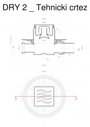 13000016 Точечный трап 100х100 мм Confluo Standard Dry 2,с сухим затвором, металл с перфорацией Tide (Волна), без рамки Исполнение: Хром 