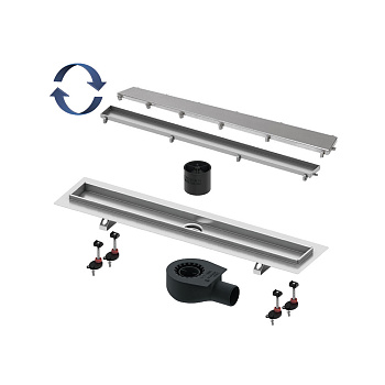 Комплект TECElinus для монтажа дренажного канала 2 в 1, с основой для плитки “tile” и матовой решеткой “steel”, 90 см