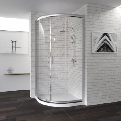 Душевой уголок RGW PA-51, 02085188-11, 80 х 80 x 190 см четверть круга, дверь раздвижная, стекло прозрачное, хром