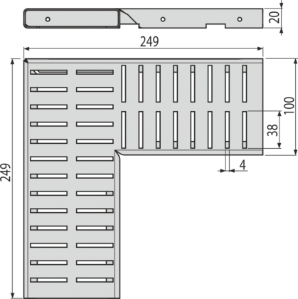 Решетка для дренажного углового желоба 100 мм, оцинкованная сталь